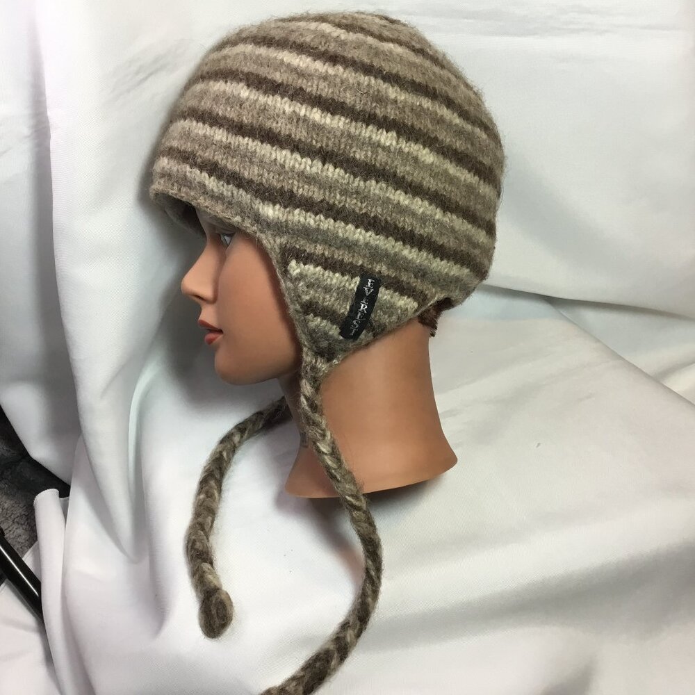 Everest Design Wool Hat Handmade in Nepal Brown/Tan - Fleece Lined